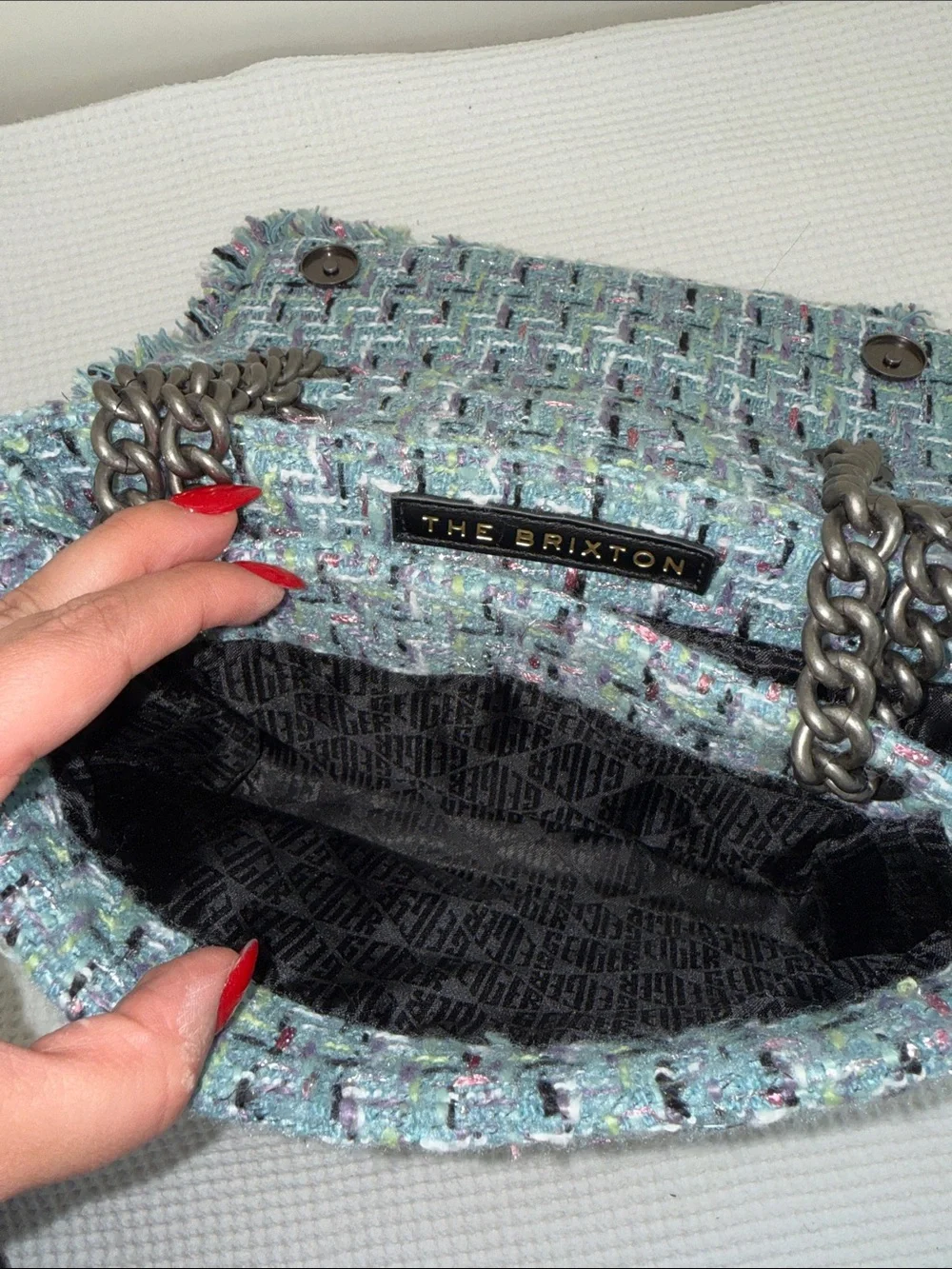 Kurt Geiger London Brixton Tweed Lock Shoulder Bag